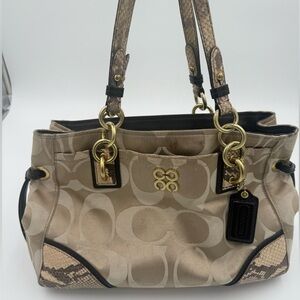 Authentic COACH Signature Logo Shoulder Hand Bag 16475 Beige Colette